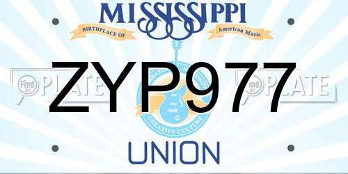 ZYP977 Mississippi License Plate