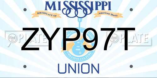 ZYP97T Mississippi License Plate