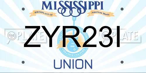 ZYR23I Mississippi License Plate