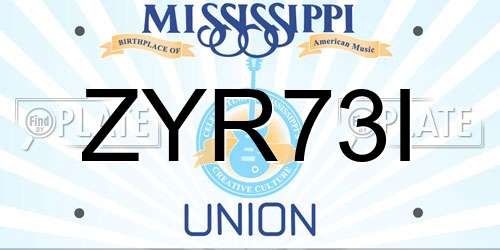 ZYR73I Mississippi License Plate