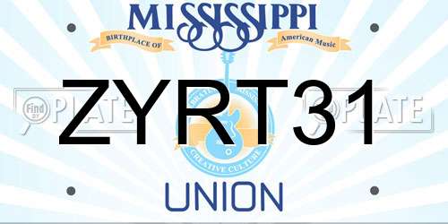 ZYRT31 Mississippi License Plate