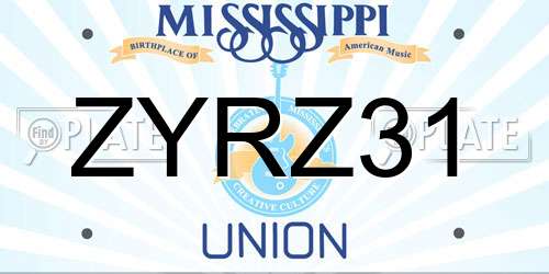 ZYRZ31 Mississippi License Plate
