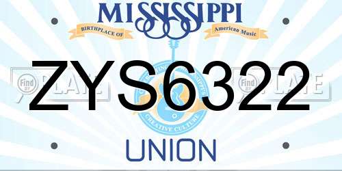 ZYS6322 Mississippi License Plate