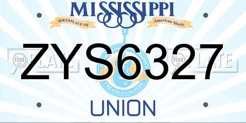 ZYS6327 Mississippi License Plate