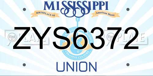 ZYS6372 Mississippi License Plate