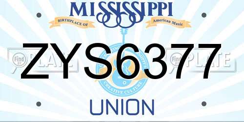 ZYS6377 Mississippi License Plate