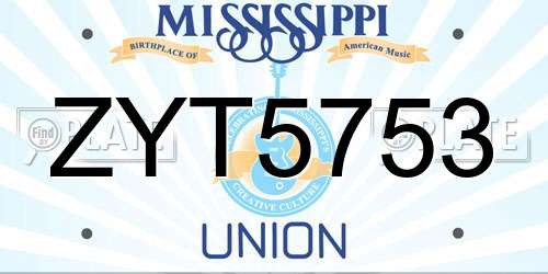 ZYT5753 Mississippi License Plate