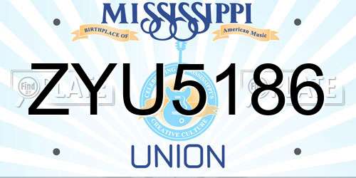 ZYU5186 Mississippi License Plate