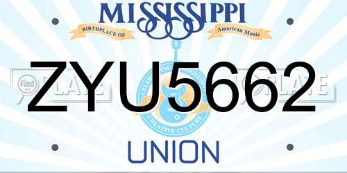 ZYU5662 Mississippi License Plate