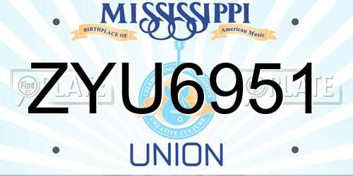ZYU6951 Mississippi License Plate