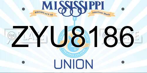 ZYU8186 Mississippi License Plate