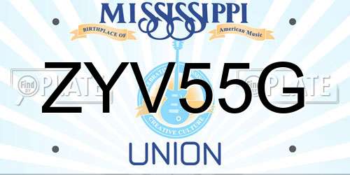 ZYV55G Mississippi License Plate