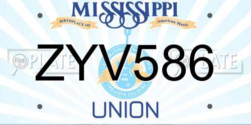 ZYV586 Mississippi License Plate
