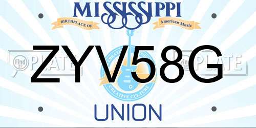 ZYV58G Mississippi License Plate