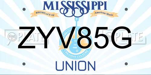 ZYV85G Mississippi License Plate