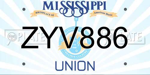 ZYV886 Mississippi License Plate