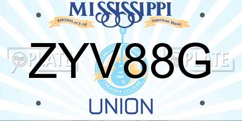 ZYV88G Mississippi License Plate