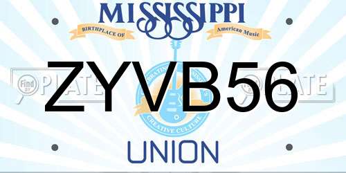 ZYVB56 Mississippi License Plate