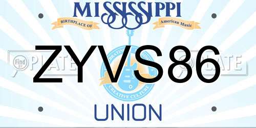 ZYVS86 Mississippi License Plate