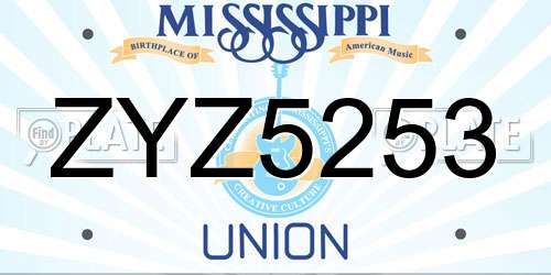 ZYZ5253 Mississippi License Plate