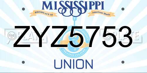 ZYZ5753 Mississippi License Plate