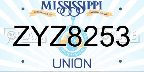 ZYZ8253 Mississippi License Plate