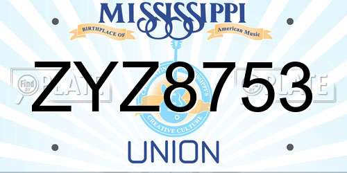 ZYZ8753 Mississippi License Plate