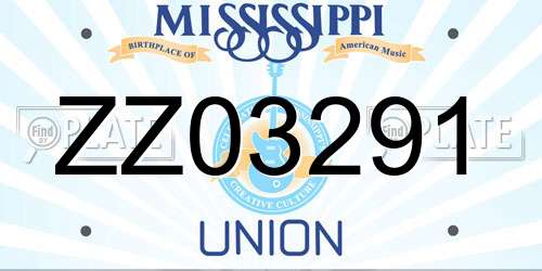 ZZ03291 Mississippi License Plate