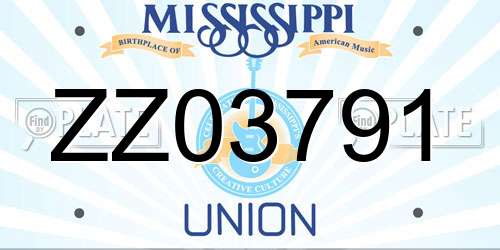 ZZ03791 Mississippi License Plate