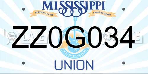 ZZ0G034 Mississippi License Plate