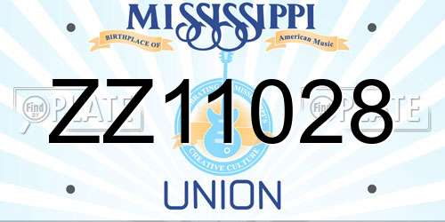 ZZ11028 Mississippi License Plate