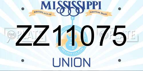 ZZ11075 Mississippi License Plate