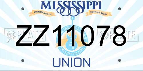 ZZ11078 Mississippi License Plate