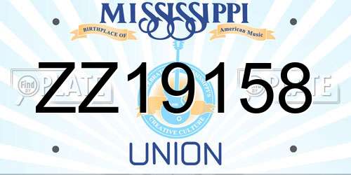ZZ19158 Mississippi License Plate