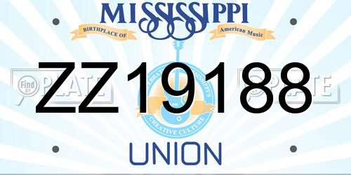 ZZ19188 Mississippi License Plate