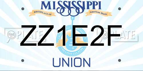 ZZ1E2F Mississippi License Plate