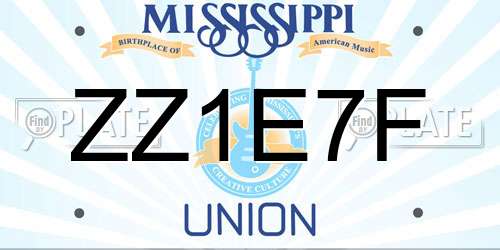 ZZ1E7F Mississippi License Plate