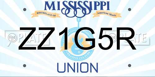 ZZ1G5R Mississippi License Plate