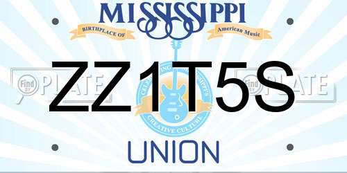 ZZ1T5S Mississippi License Plate
