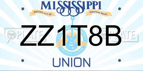 ZZ1T8B Mississippi License Plate