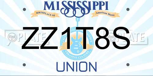 ZZ1T8S Mississippi License Plate