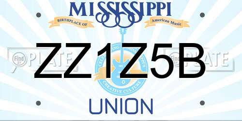 ZZ1Z5B Mississippi License Plate