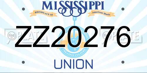ZZ20276 Mississippi License Plate