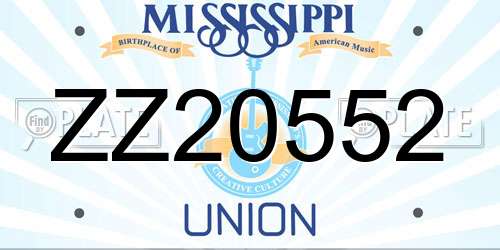 ZZ20552 Mississippi License Plate