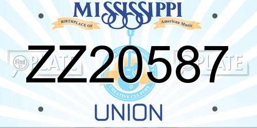 ZZ20587 Mississippi License Plate