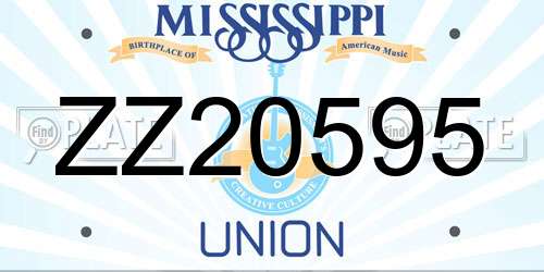 ZZ20595 Mississippi License Plate