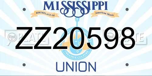 ZZ20598 Mississippi License Plate