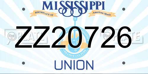 ZZ20726 Mississippi License Plate