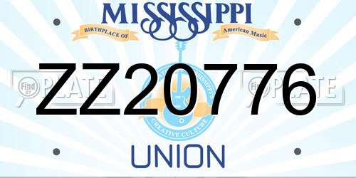 ZZ20776 Mississippi License Plate
