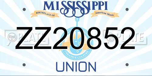 ZZ20852 Mississippi License Plate